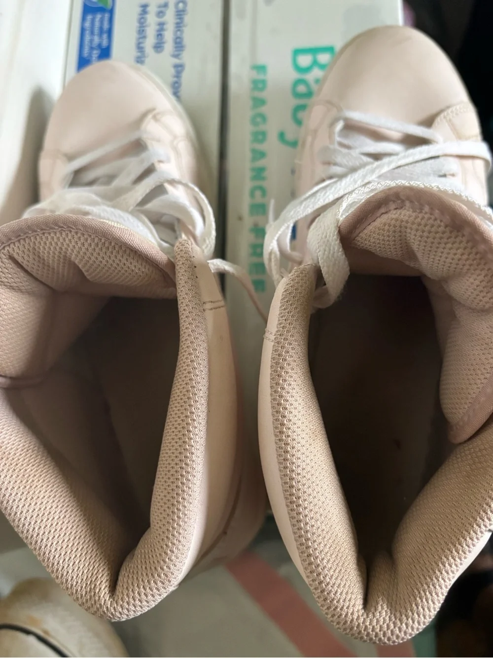 Nike Women's Mid-Top Sneakers in Pale Pink and White